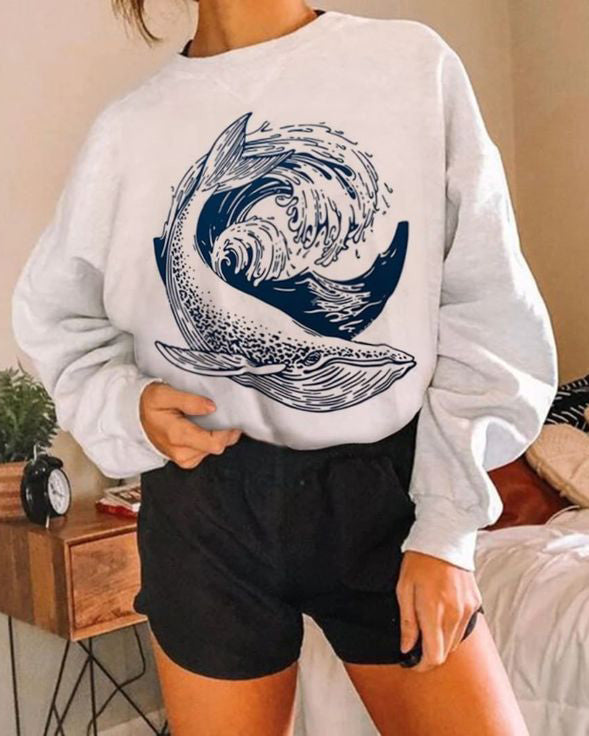 Protect Marine Life Whale Crew Neck Sweatshirt
