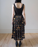 Retro Fox Moonlit Night Fantasy Printed Midi Dress