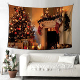 Christmas Bonfire And Socks Christmas Tree Pattern Printed Tapestry