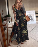 Snakes In The Moths Forest Printed Halter Maxi Dress