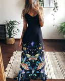 Mystic Moths Fairyland Printed Back-tie Maxi Halter Dress