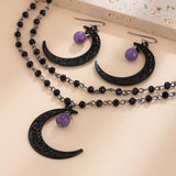 Gothic Style Hollow Moon Pendant Halloween Necklace