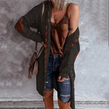 Hollow Stitching Casual Style Hooded Cardigan Sweater