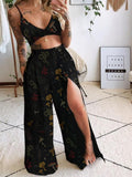 Dark Creature Mushroom Snake and Leaf Print Camisole Set of Two