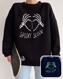 Spooky Season Skeleton Hands Fluorescent Graphic Casual Pullover
