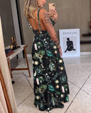 Heart of the Earth Green Witch Printed Maxi Dress
