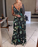 Heart of the Earth Green Witch Printed Maxi Dress