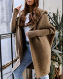 Temperament Commuting Clean Color Patchwork Knitted Sweater Overcoat