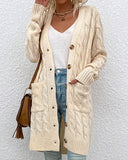 Long Twist Button Cardigan Sweater