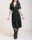 Dark Style Green Spider Web Pattern Printed Casual Dress