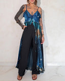 Magic Undersea Starry Sky Gradient Print Ruffle Tunic Outer Dress