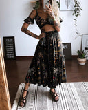 Dark Fantasy Deer Tribal Print Skirt Two-Piece