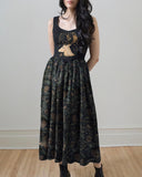 Mystic Deer Pine Cones Cedar Branches Printed Midi Dress