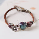 Vintage Ethnic Ceramic Round Beads Adjustable Woven Bracelet