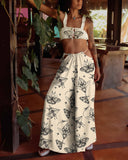 Mysterious Moth and Butterfly Family Wonderland Print Lace Hollow Two-Piece Set