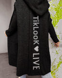 Loose Knit Mid  Length Pocket Hooded Jacket