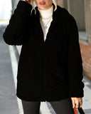 Lapel Pit Zipper Long Sleeved Solid Color Medium Length Double-Sided Plush Jacket