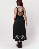 Dark Night Full Moon Crows Printed Midi Dress