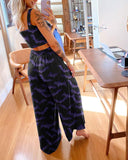 Purple Bat Print Two-Piece Casual Set