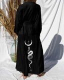 Mysterious Snake With Moon Printed Maxi Dress