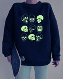 Skulls Series Fluorescent Graphic Casual Pullover