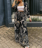 Paisley Medieval Coconut Trees Pattern Printed Two-Piece Set