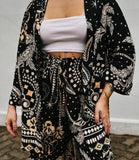 Paisley Medieval Coconut Trees Pattern Printed Two-Piece Set