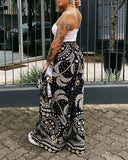 Paisley Medieval Coconut Trees Pattern Printed Two-Piece Set