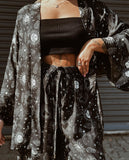 Fantasy Solar Goddess Evil Eyes Printed Two-Piece Set