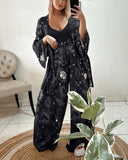Fantasy Solar Goddess Evil Eyes Printed Two-Piece Set