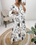 Fantasy Solar Goddess Evil Eyes Printed Front-tie Two-Piece Set