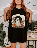 Exquisite Ghost Flower Girl Halloween Party Print T-Shirt