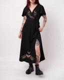 Golden Luna Ferns Moth Bad Dream Printed Ruffle Midi Dress