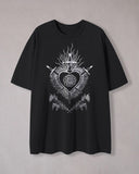 Heart & Sword Print Crew Neck T-Shirt
