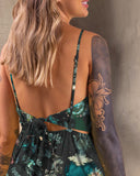 Whales in Ocean Mysteries Printed Back-Tie Halter Dress