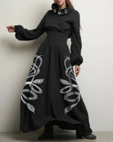 Snake Medusa Death Skull Printed High Collar Long Sleeve Dress