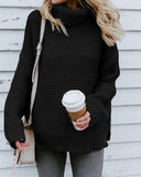 Thick-Line Long-Sleeved Turtleneck Knitted Pullover Sweater
