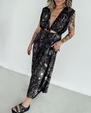 Shining Solar Luna Starry Devil's Eyes Printed Cut-off Midi Dress