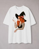Mysterious Tattoo Witch Print T-Shirt