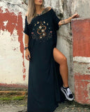 Black Snakes And Moths  Print  Casual Slit Dress