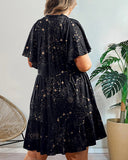 A Starry Universe Pattern Print Plus Size Short  Dress