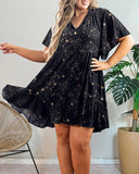 A Starry Universe Pattern Print Plus Size Short  Dress