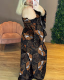 Butterfly Fairy Banquet Party Pattern Print Plus Size Two-Piece Set