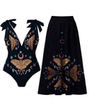 Mystical Butterfly Wonderland Garden Party Print Plus Size One Piece Set