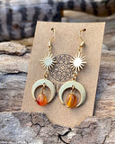 Crystal Moon and Sun Agate Crystal Earrings