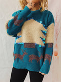 Handmade Sequined Christmas Tree Deer Jacquard Thickened Pullover