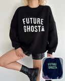 "FUTURE GHOST" Fluorescent Graphic Casual Pullover