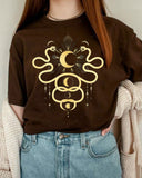 Radiant Snake And Zodiac Print T-Shirt