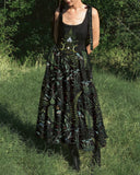 Forest Moths Wonderland Printed Halter Dress