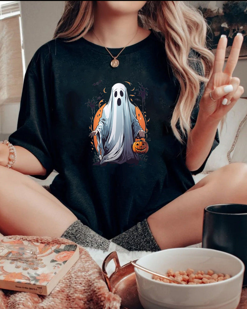 Into the Forest Ghost and Pumpkin Print T-shirt